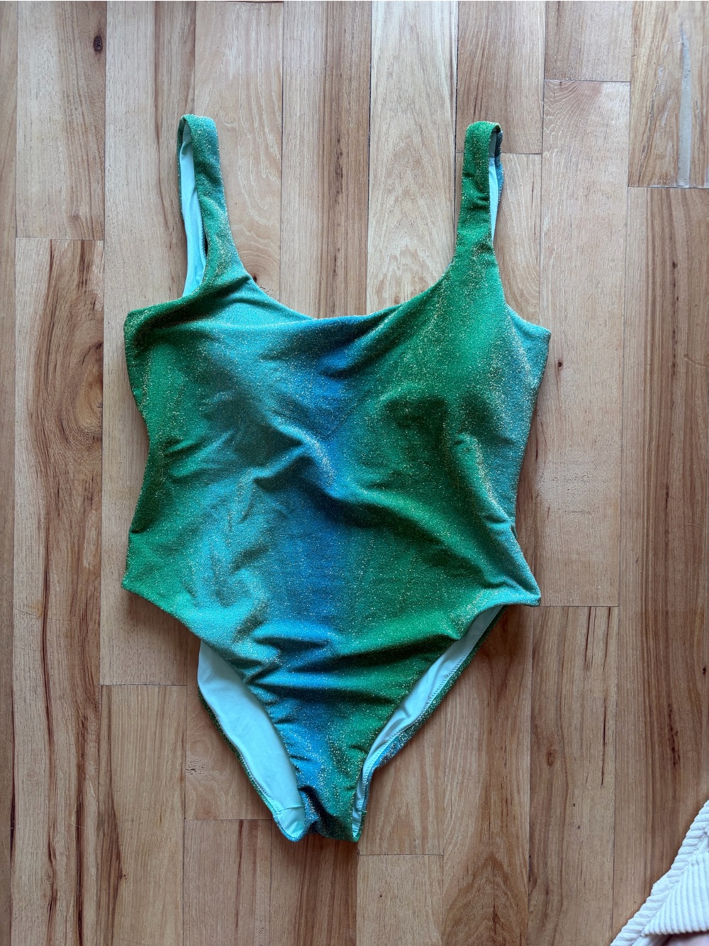 Aerie XL Mermaid Shimmer Green Ombre One-Piece Swimsuit cheekiest